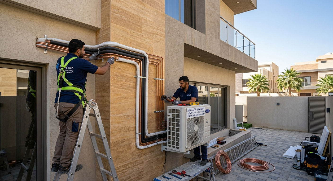 تركيب مكيفات بالرياض مع تمديد نحاس – شركة ايرون كول