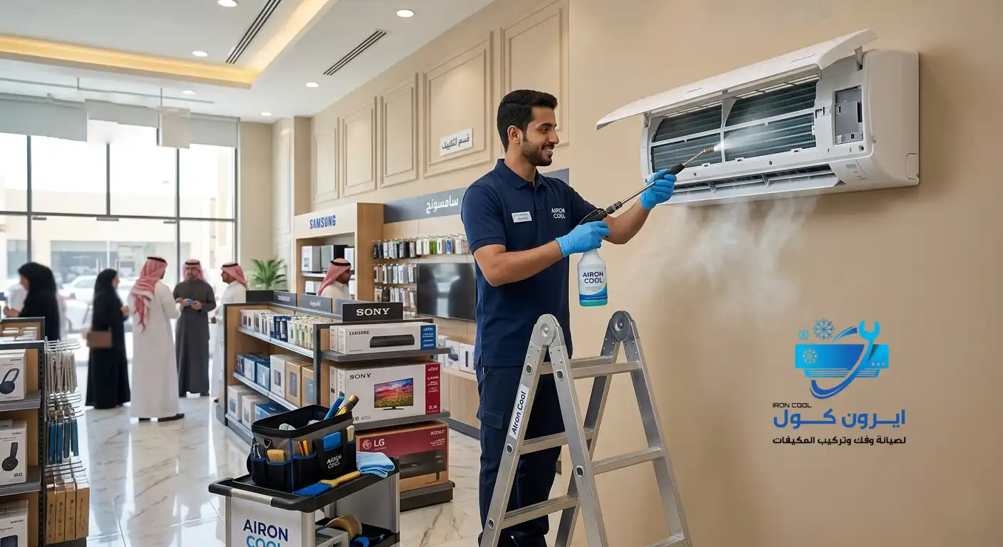 شركة ايرون كول لصيانة وتنظيف المكيفات للمحلات التجارية بالرياض