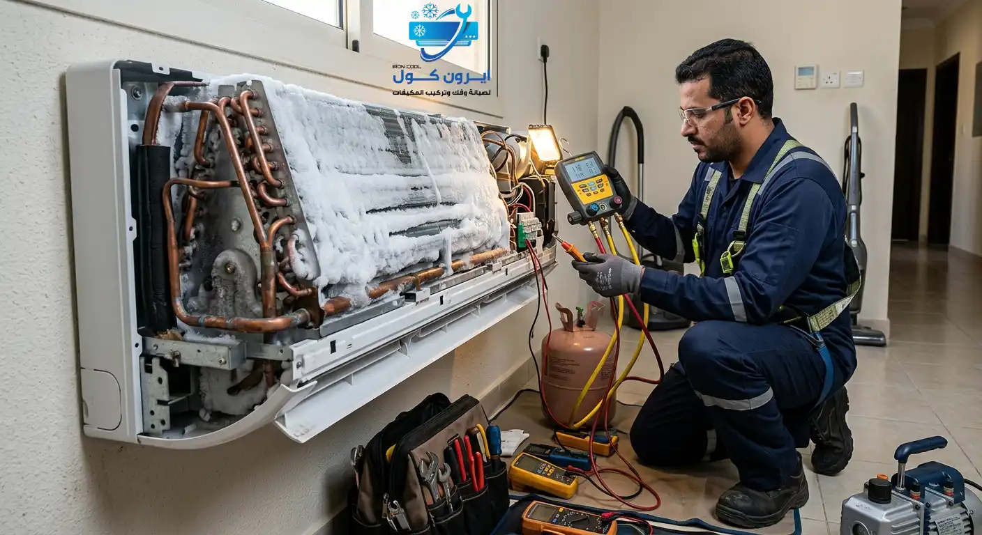 أفضل حلول إصلاح تجمد المبخر واستعادة كفاءة التبريد – شركة ايرون كول